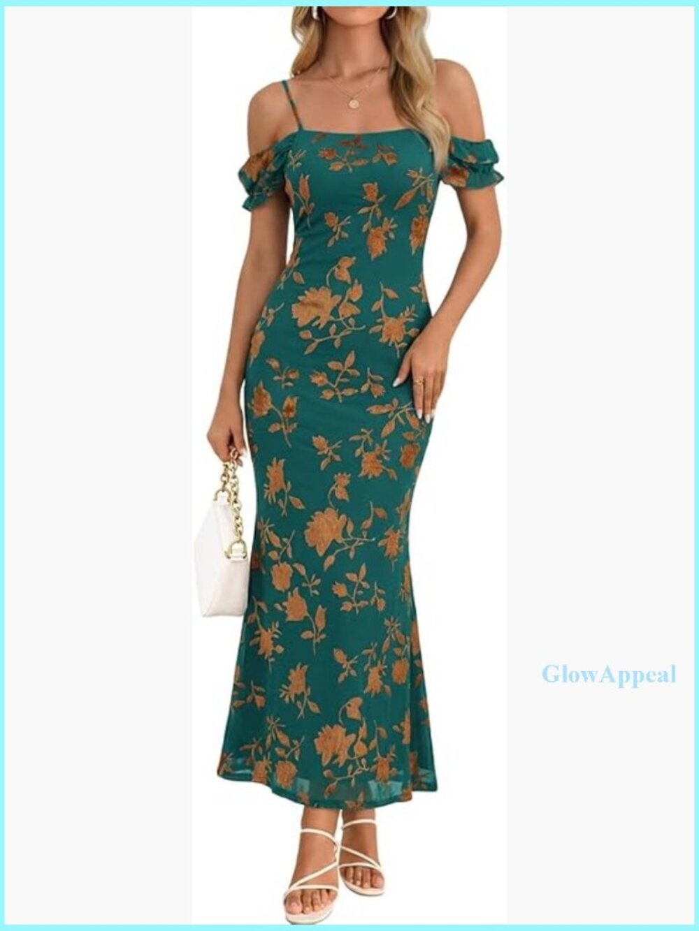 Off Shoulder Spaghetti Strap Floral Mesh Maxi Dress Wedding Guest Formal